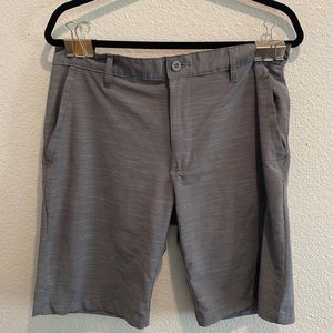 Mens size 32 burnside shorts, grey with horizontal white lines